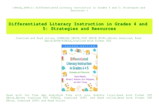 ((Read_[PDF])) Differentiated Literacy Instruction in Grades 4 and 5 Strategies and Resources (E.B.O.O.K. DOWNLOAD^