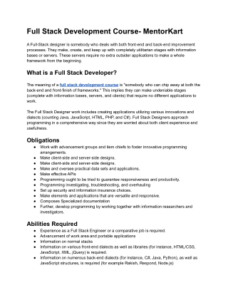 Full Stack Development Course- MentorKart