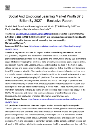 Social And Emotional Learning Market Worth $7.8 Billion By 2027
