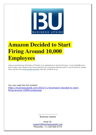 Amazon Decided to Start Firing Around 10,000 Employees
