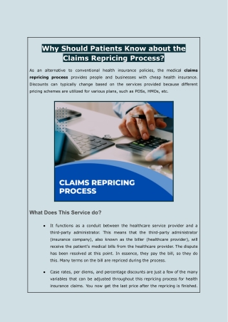 Why Should Patients Know about the Claims Repricing Process?