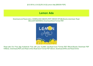 [D.O.W.N.L.O.A.D] [R.E.A.D] Lemon Ada [EBOOK PDF]