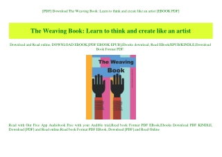 [PDF] Download The Weaving Book Learn to think and create like an artist [EBOOK PDF]