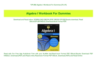 EPUB$ Algebra I Workbook For Dummies [R.A.R]