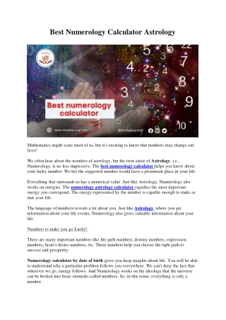 Best Numerology Calculator Astrology