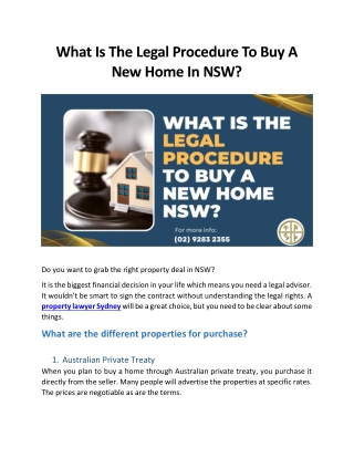 What Is the Legal Procedure to Buy a New Home in Nsw?