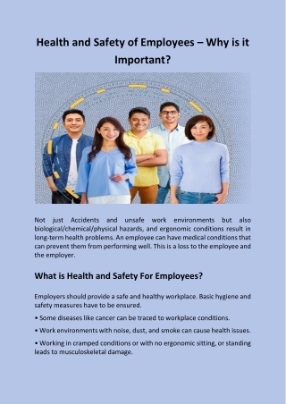 Health and Safety of Employees – Why is it Important?