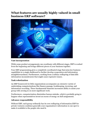 What features are usually highly valued in small business ERP software