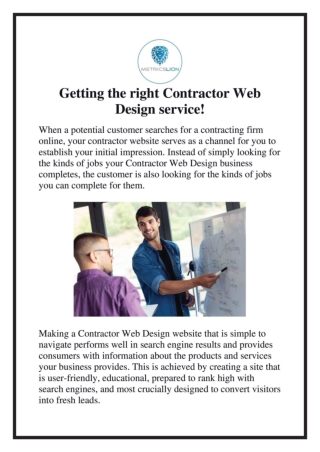 Getting the right Contractor Web Design service!