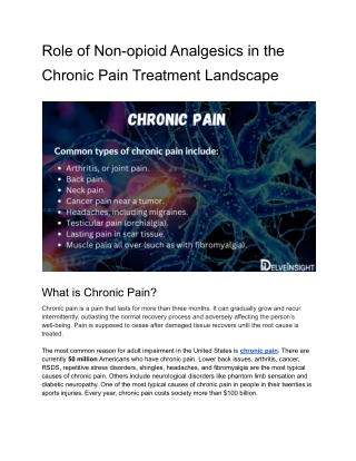 Non-opioid Analgesics Chronic Pain Treatment_ Savior of Underserved Patients