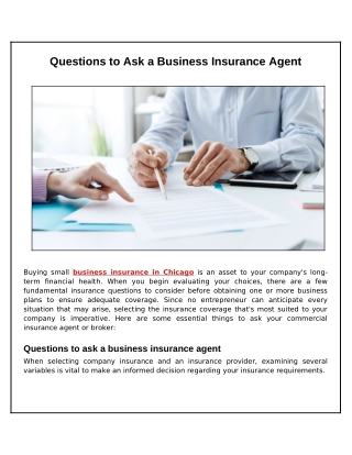 Questions to Ask a Business Insurance Agent