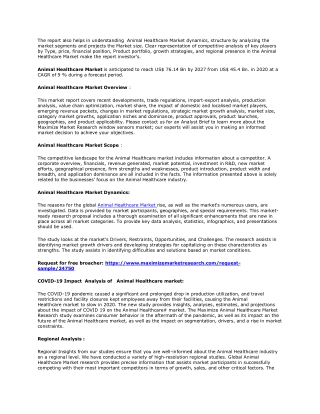 Animal Healthcare Market