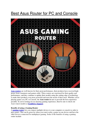 Best Asus Router for PC and Console