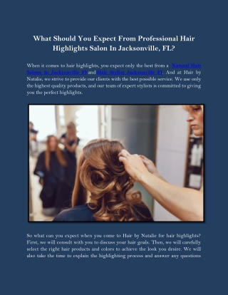 What Should You Expect From Professional Hair Highlights Salon In Jacksonville FL