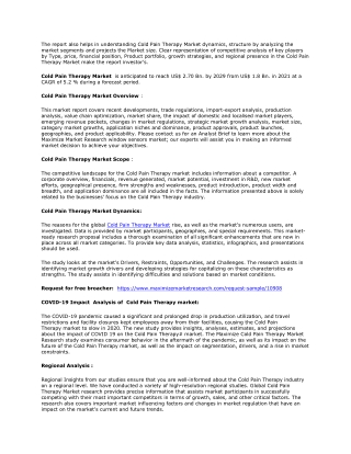 Cold Pain Therapy Market
