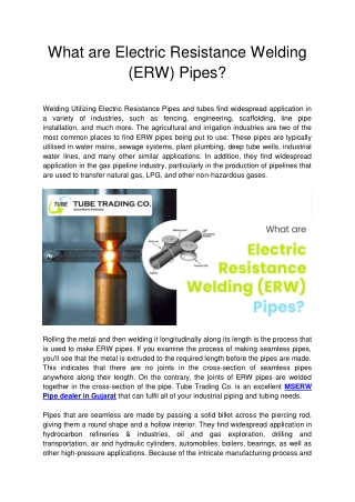 What are Electric Resistance Welding (ERW) Pipes?