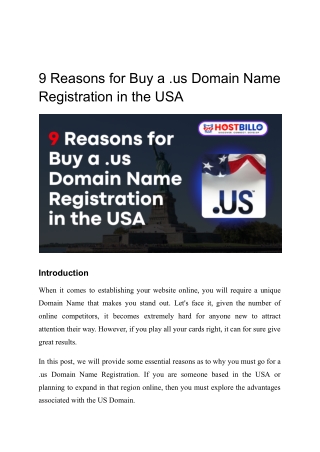 9 Reasons for Buy a .us Domain Name Registration in the USA