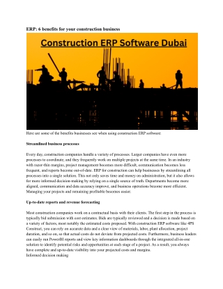 Construction ERP Software Dubai