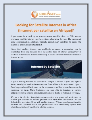 Internet par satellite en Afrique