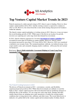 Top Venture Capital Market Trends In 2023