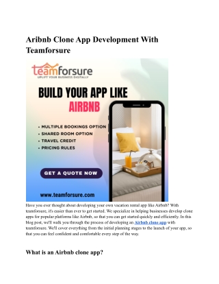 Aribnb Clone App Development With Teamforsure