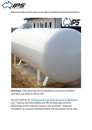 How are hiring experts for underground tank inspection services?