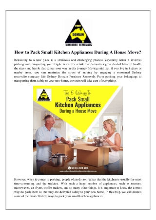 How to Pack Small Kitchen Appliances During A House Move?