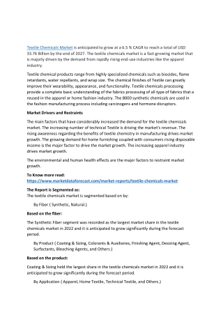 Textile Chemicals Market