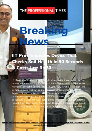 IIT Prof Innovates Device That Checks Soil Health In 90 Seconds and Costs Just Rs 50