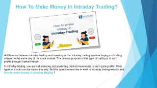 How To Make Money In Intraday Trading