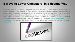 5 Ways to Lower Cholesterol in a Healthy Way