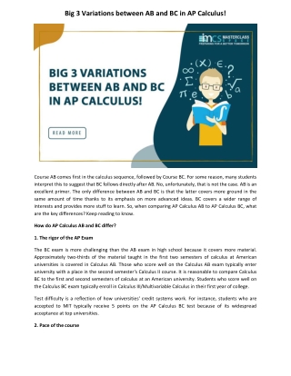 Big 3 Variations between AB and BC in AP Calculus!