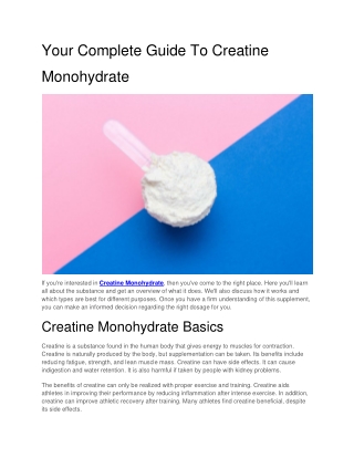 Your Complete Guide To Creatine Monohydrate