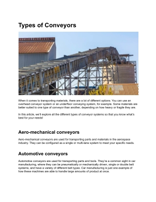 Types of Conveyors