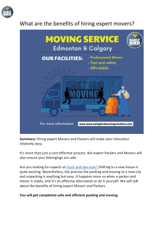 What are the benefits of hiring expert movers?