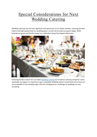 Special Considerations for Our Indian Wedding Catering