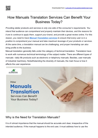 Manuals Translation Services