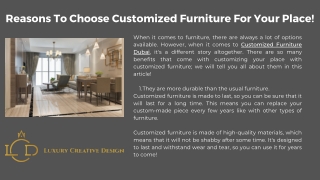 Reasons To Choose Customized Furniture For Your Place!