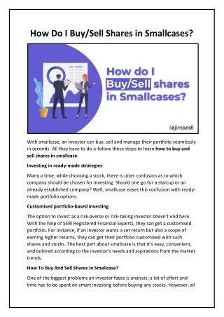 How Do I Buy-Sell Shares in Smallcases