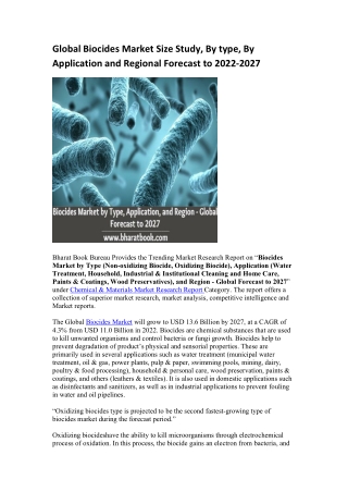 Global Biocides Market Research Report 2022-2027