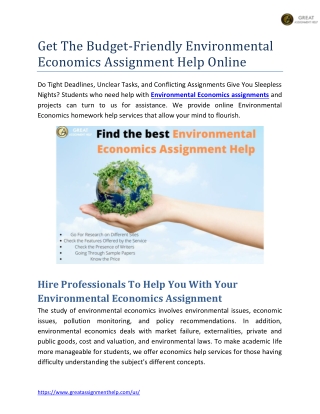 Get The Budget-Friendly Environmental Economics Assignment Help Online