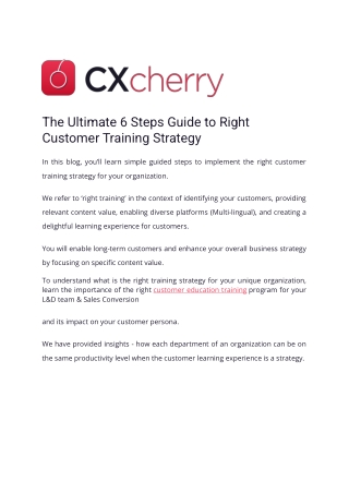 The Ultimate 6 Steps Guide to Right Customer Training Strategy