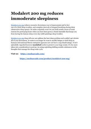 Modalert 200 mg reduces immoderate sleepiness