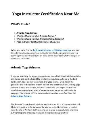 Yoga Instructor Certification Near Me