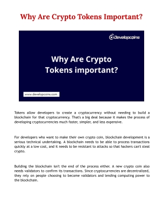 Why Are Crypto Tokens Important?