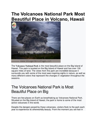 The Volcanoes National Park Most Beautiful Place in Volcano, Hawaii