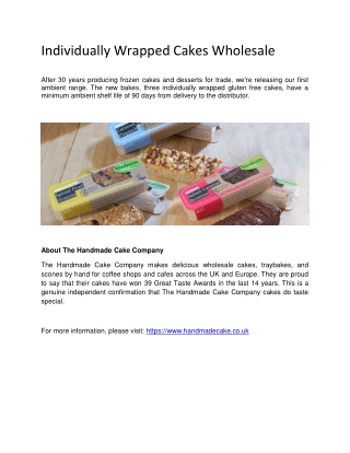 Individually Wrapped Cakes Wholesale