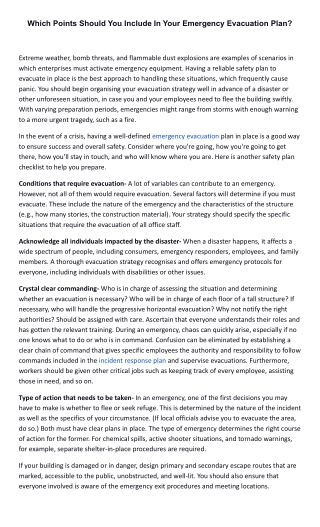 Which Points Should You Include In Your Emergency Evacuation Plan_
