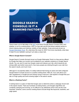 Google Search Console: Is It A Ranking Factor?