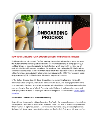 HOW TO USE THE LMS FOR A SMOOTH STUDENT ONBOARDING PROCESS